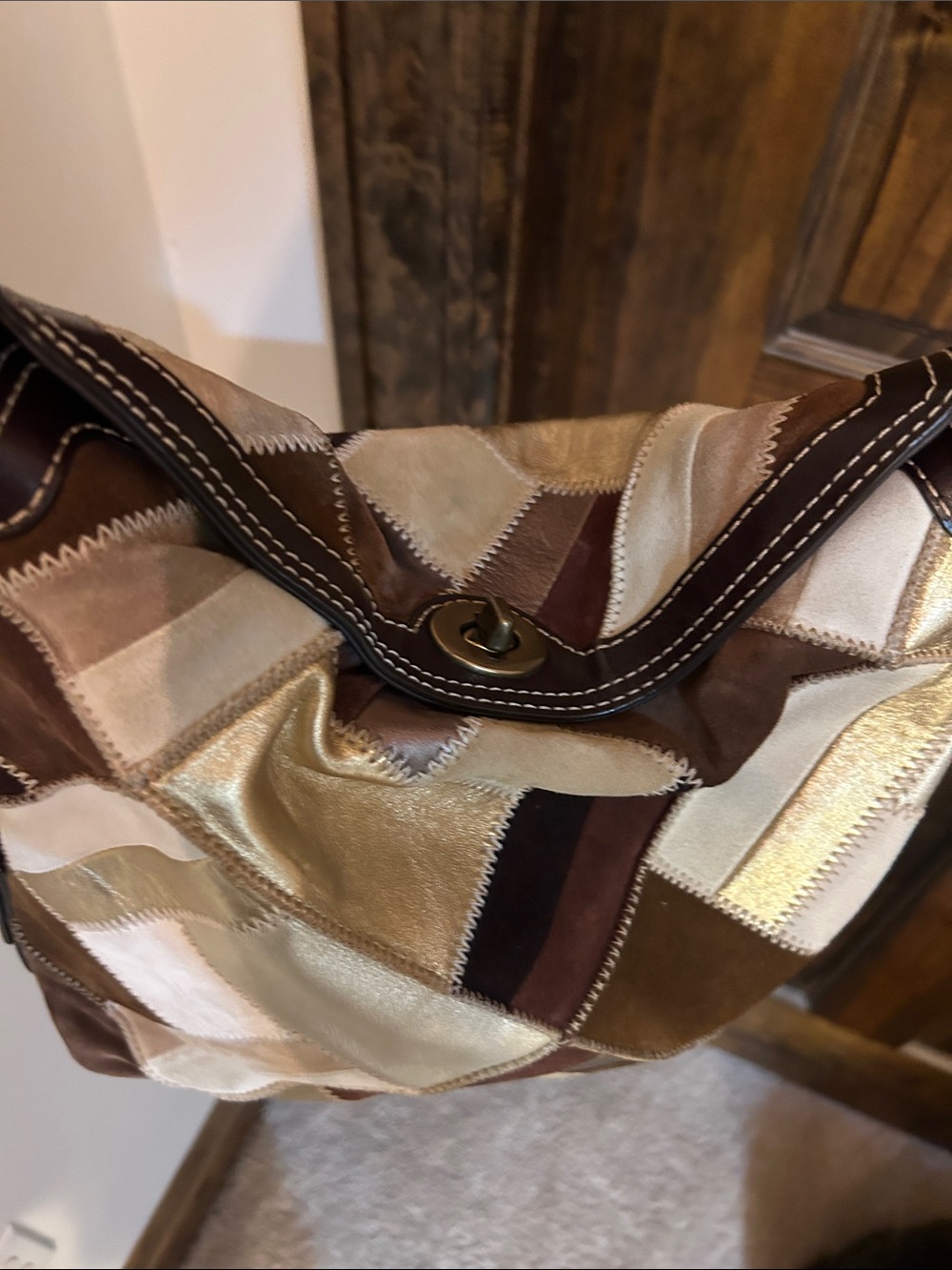 Coach Patchwork Hobo Bag - Brown, Gold & Cream - Picture 6 of 13